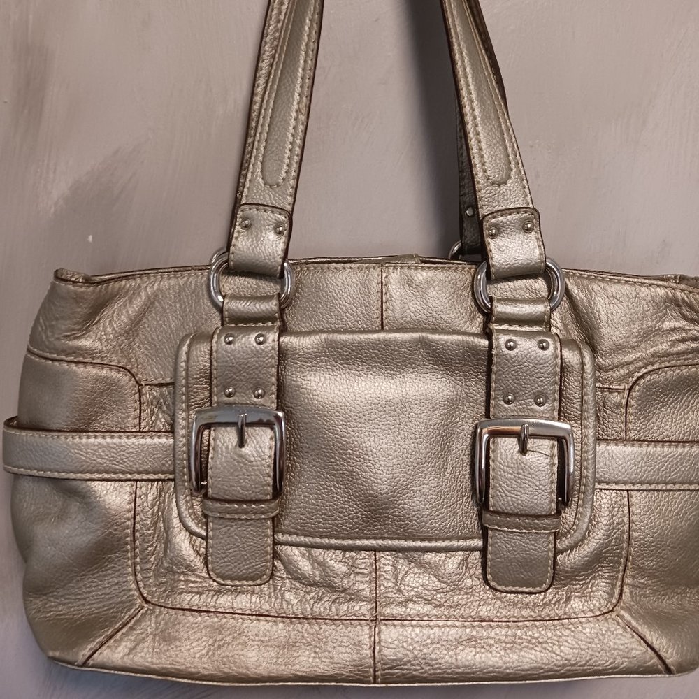 Sophia Caperelli Silvery Leather Satchel